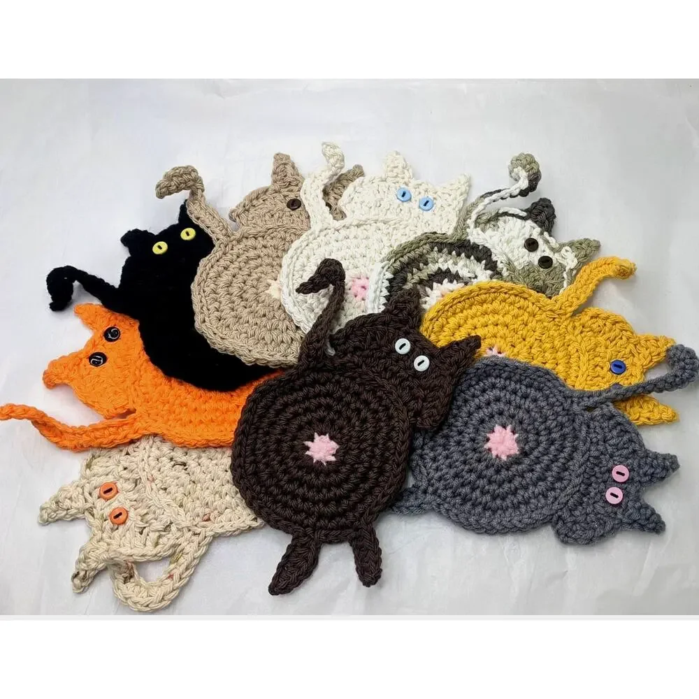 Crochet Animal Critter Butt Coasters Set of 4 Your Choice Handmade to Order